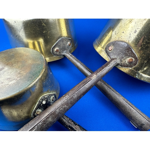 184 - Trio of Heavy Brass Saucepans