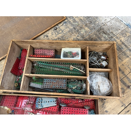 104 - Large Wooden Box of Vintage Meccano