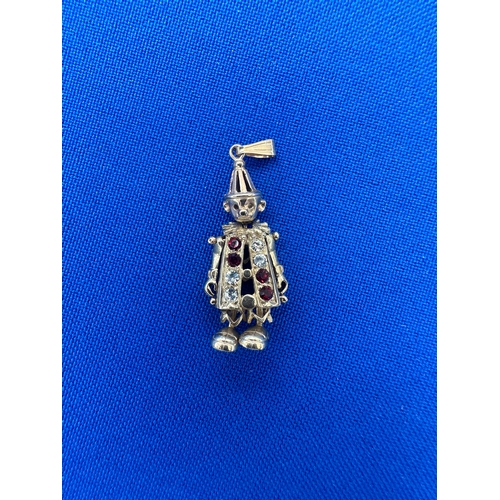 19 - Gem Set Nine Carat Gold Articulated Clown Pendant. Stamped 9ct and Fully Hallmarked to bale. Weight ...