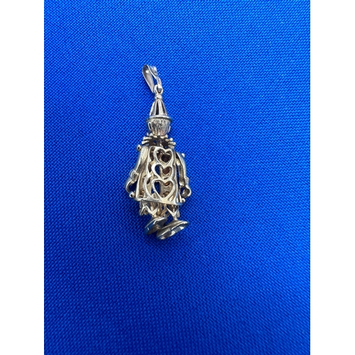 19 - Gem Set Nine Carat Gold Articulated Clown Pendant. Stamped 9ct and Fully Hallmarked to bale. Weight ...