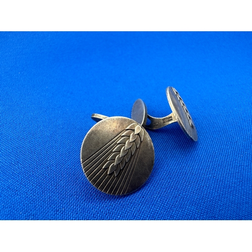 38 - Georg Jensen Silver ‘Wheat Ear’ Cufflinks. Stamped ‘Georg Jensen Sterling Denmark’ and numbered ‘78B...