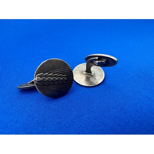 38 - Georg Jensen Silver ‘Wheat Ear’ Cufflinks. Stamped ‘Georg Jensen Sterling Denmark’ and numbered ‘78B...