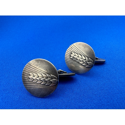 38 - Georg Jensen Silver ‘Wheat Ear’ Cufflinks. Stamped ‘Georg Jensen Sterling Denmark’ and numbered ‘78B...