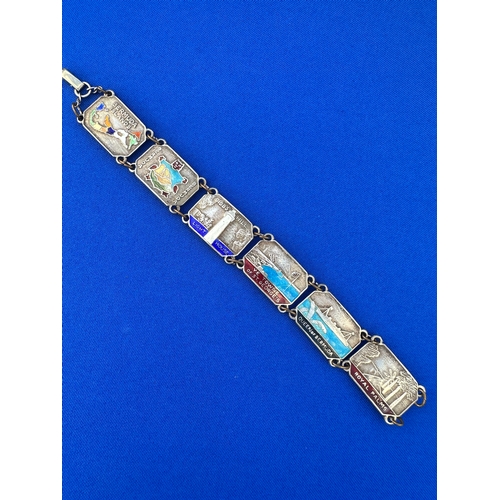 40 - Silver and Enamel ‘Bermuda’ Panel Bracelet. Stamped ‘Sterling BM CO’ to Reverse. Weight 29g...