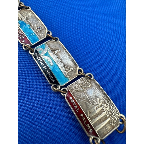 40 - Silver and Enamel ‘Bermuda’ Panel Bracelet. Stamped ‘Sterling BM CO’ to Reverse. Weight 29g...