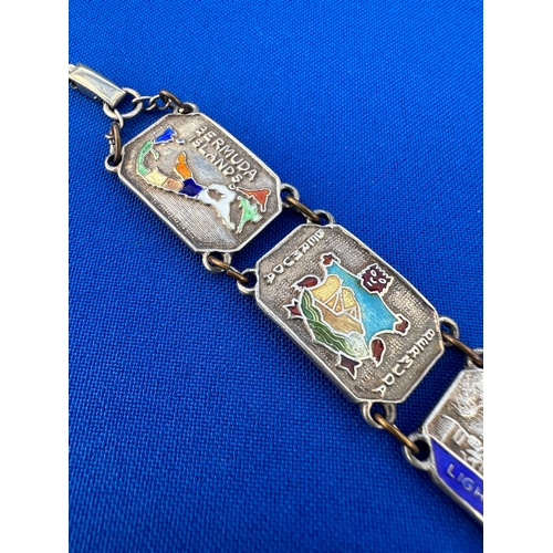 40 - Silver and Enamel ‘Bermuda’ Panel Bracelet. Stamped ‘Sterling BM CO’ to Reverse. Weight 29g...