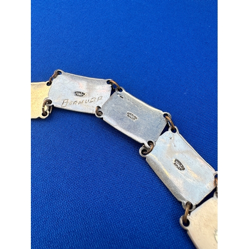 40 - Silver and Enamel ‘Bermuda’ Panel Bracelet. Stamped ‘Sterling BM CO’ to Reverse. Weight 29g...