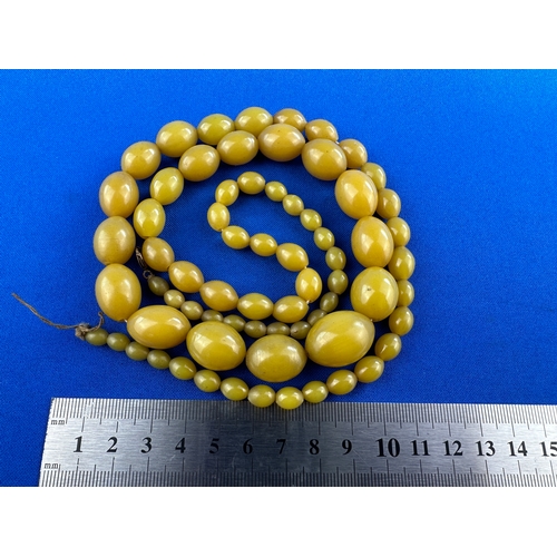 2 - Antique Graduated Bead Amber Necklace 54g 80cm Long