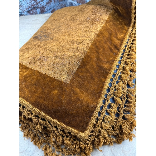 168 - Vintage Brown Chenille Table Cover