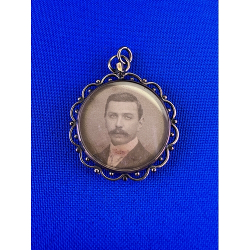 16 - Antique Rose Gold Tone Picture Fob