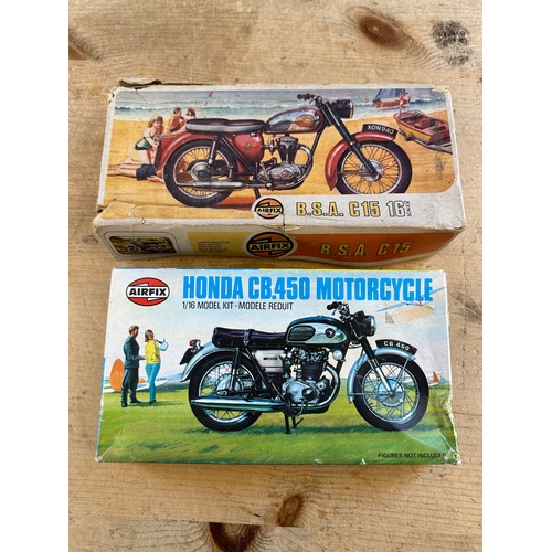 96 - Vintage Airfix Kits: B.S.A. C15 & Honda CB.450 Motorcycle Models