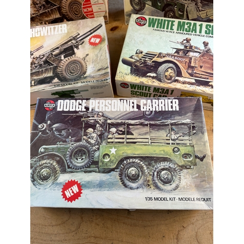 98 - Vintage Airfix Kits: Five Military Vehicles & Artillery Models