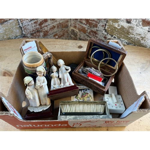 171 - Box of Collectables including Capodimonte & Jewellery