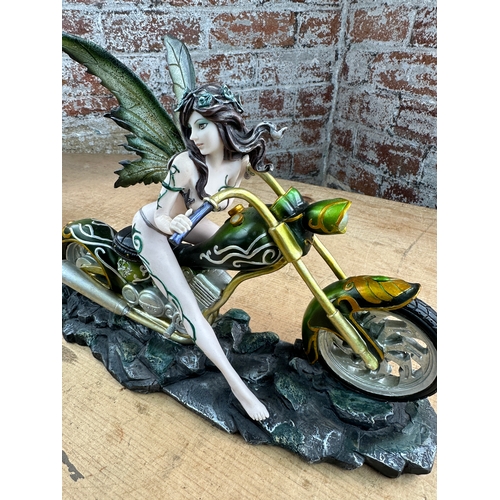 175 - Resin Fairy Figure on A Motorbike