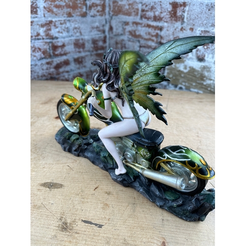 175 - Resin Fairy Figure on A Motorbike