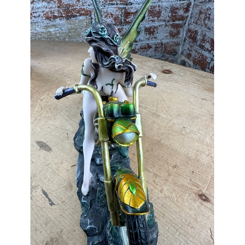 175 - Resin Fairy Figure on A Motorbike