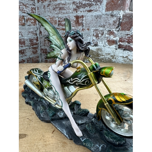 175 - Resin Fairy Figure on A Motorbike