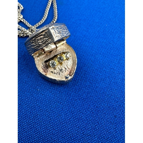 24 - Heart Locket / Charm Necklace with Miniature Ring Inside