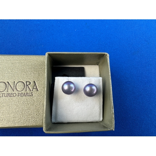 32 - Honora Purple Cultured Pearl Earrings