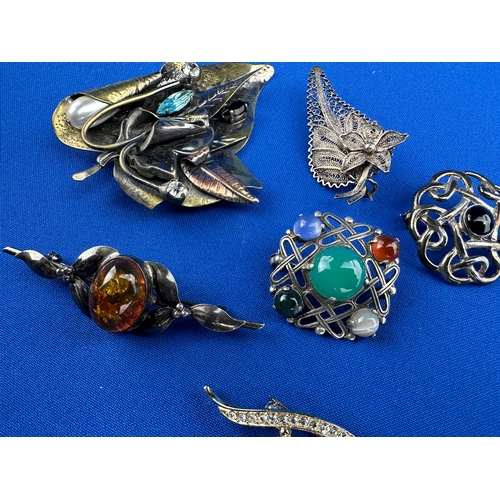 38 - Group of Brooches including Sterling Silver