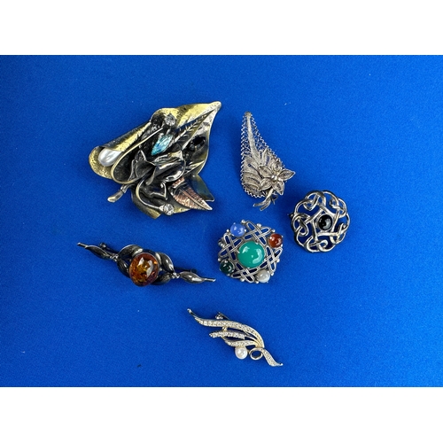 38 - Group of Brooches including Sterling Silver