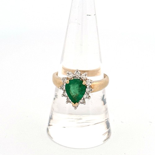 57 - 14ct Gold Ring set with Emerald & Diamonds. Size R, 5.2g gross