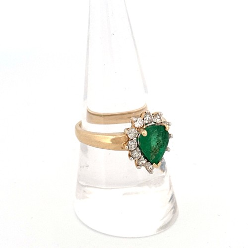 57 - 14ct Gold Ring set with Emerald & Diamonds. Size R, 5.2g gross