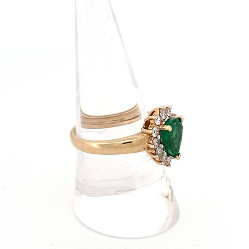 57 - 14ct Gold Ring set with Emerald & Diamonds. Size R, 5.2g gross