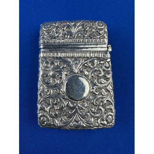 5 - Foreign White Metal - Tested as Silver but Unmarked Cigarette Case / Card Box 64.5g