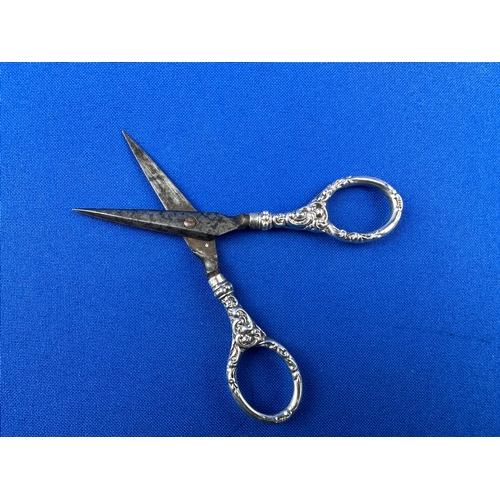 6 - Antique Hallmarked Silver Handle Sewing Scissors