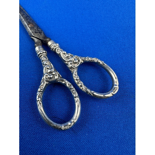 6 - Antique Hallmarked Silver Handle Sewing Scissors