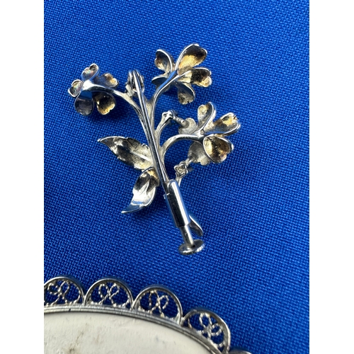 8 - Three Silver Jewellery Items - Pendant & Two Brooches