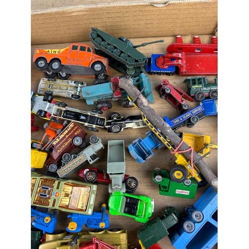 104 - Box of Vintage Die Cast Cars & other Vehicles including Matchbox & Corgi