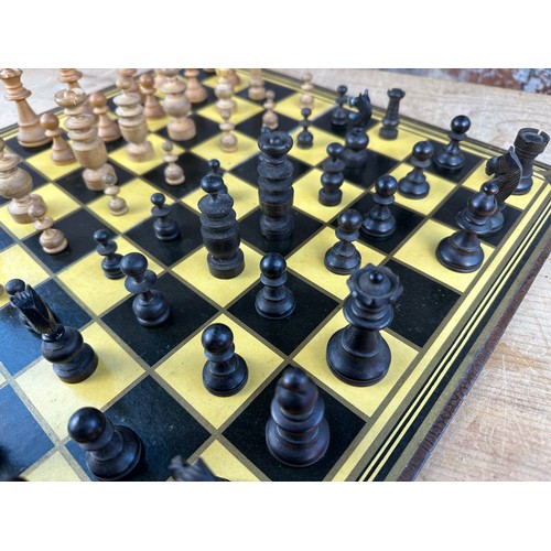 106 - Two Vintage Wooden Chess Sets (a/f) & Draughts Pieces.