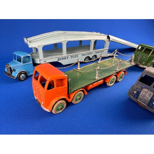 92 - Four Vintage Dinky Die Cast Supertoys Trucks including 3x 8 Wheel Foden Trucks & Pullmore Car Transp... 