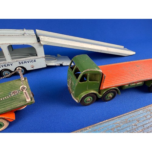 92 - Four Vintage Dinky Die Cast Supertoys Trucks including 3x 8 Wheel Foden Trucks & Pullmore Car Transp... 