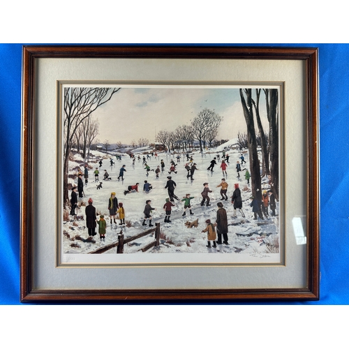 384 - Tom Dodson Artist Signed in Pencil Snow Scene Print - 60 x 53cm to frame edges