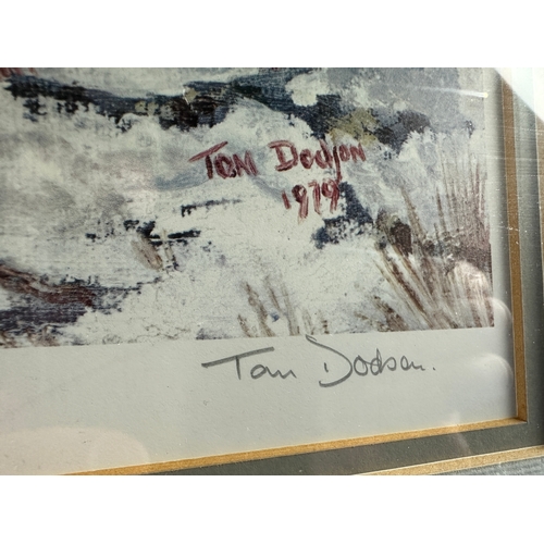 384 - Tom Dodson Artist Signed in Pencil Snow Scene Print - 60 x 53cm to frame edges