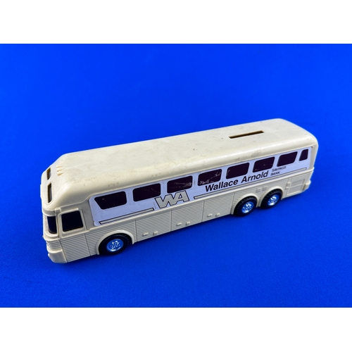 52 - Vintage Plastic Bus Money Boy Toy - Wallace Arnold Saving Bank