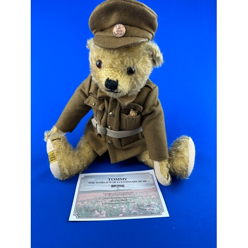 64 - Merrythought Bear - Tommy, Lest We Forget, WWI Centenary Bear. Limited Edition 35/1914