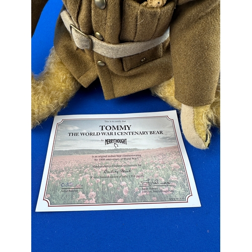 64 - Merrythought Bear - Tommy, Lest We Forget, WWI Centenary Bear. Limited Edition 35/1914