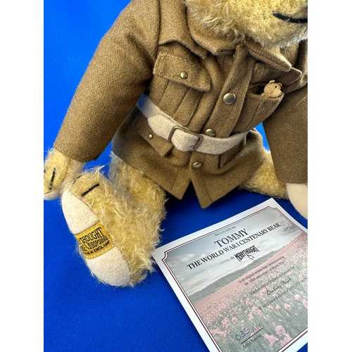 64 - Merrythought Bear - Tommy, Lest We Forget, WWI Centenary Bear. Limited Edition 35/1914
