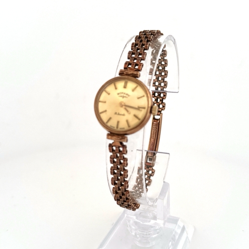 31 - Ladies 9ct Gold Rotary Watch with 9ct Gold Strap 13.1g weight without Movement - Watch winds & ticks