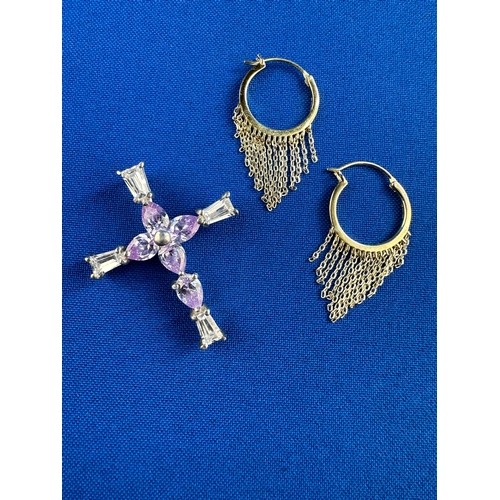 17 - Ania Haie 14Ct Gold Plated Silver Earrings & 925 Cross Pendant