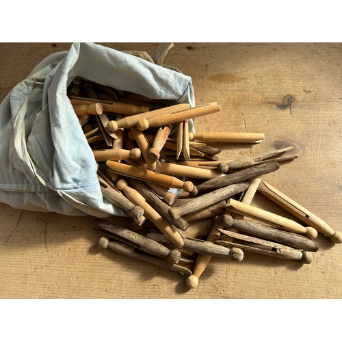 230 - Bag of Vintage Wooden Clothes Pegs