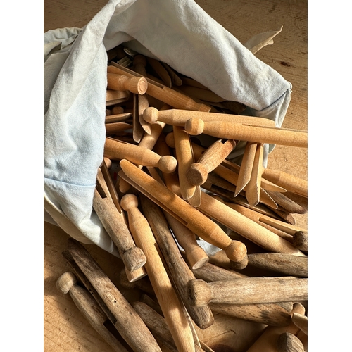 230 - Bag of Vintage Wooden Clothes Pegs