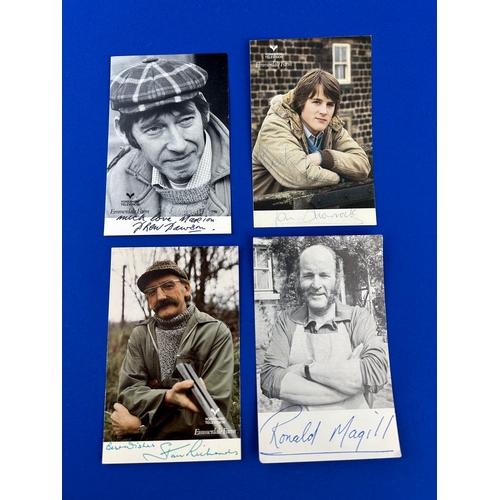 193 - Vintage Emmerdale Autographed Picture Cards including: Ian Sharrock, Ronald Magill, Stan Richards & ... 