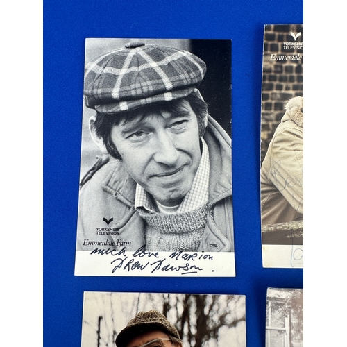 193 - Vintage Emmerdale Autographed Picture Cards including: Ian Sharrock, Ronald Magill, Stan Richards & ... 