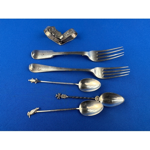 21 - 113g of Hallmarked & Sterling Silver Flatware with EPNS Clip