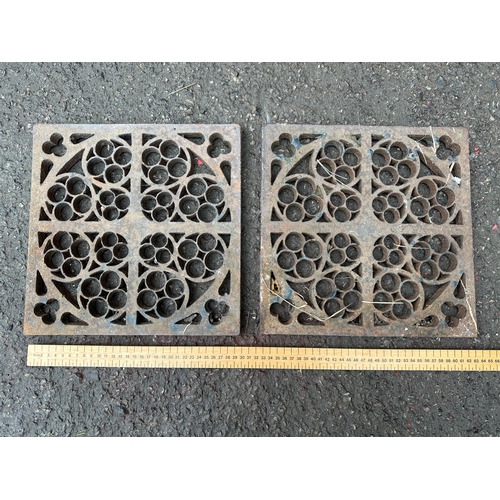 136 - Two Antique Cast Iron Decorative Grate Covers